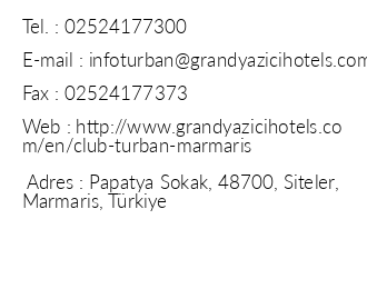 Grand Yazc Club Turban iletiim bilgileri